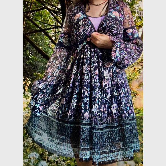 Free People Cherry Blossom Embroidered Mini Dress 6 - Picture 2 of 13